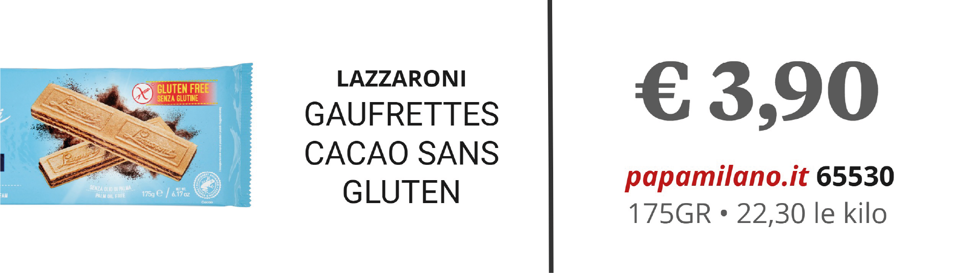 LAZZARONI GAUFRETTES CACAO SANS GLUTEN